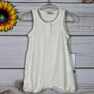 Goumi Kids Organic Bamboo Terry Romper Cream Sleeveless Henley Bubble 3-6M NEW
